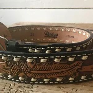 A Belt Named Sue: Vintage Hand-Tooled Stitched Western Leather Belt Horse Buckle Vintage | Accessories | A Belt Named Sue Vintage Handtooled  main image 2
